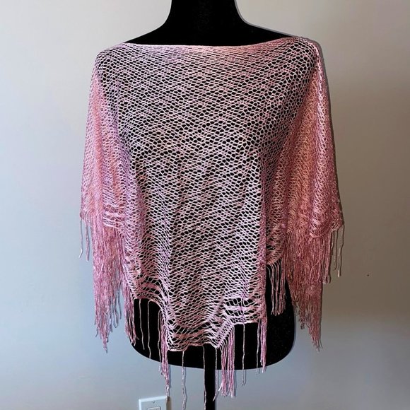 Pink Thin  Shawl Poncho Summer One Size Fits All - Picture 3 of 6